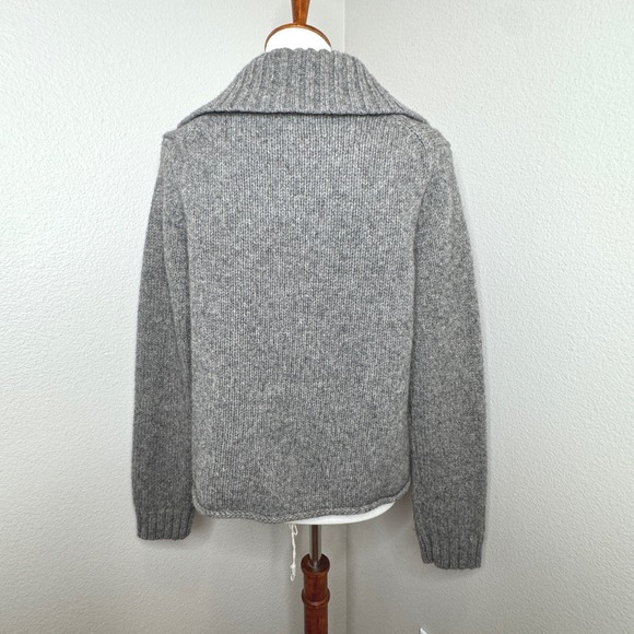 JILLIAN JONES Lambswool Cardigan Sweater LG Gray One Button Lagenlook Minimalist - Picture 6 of 8